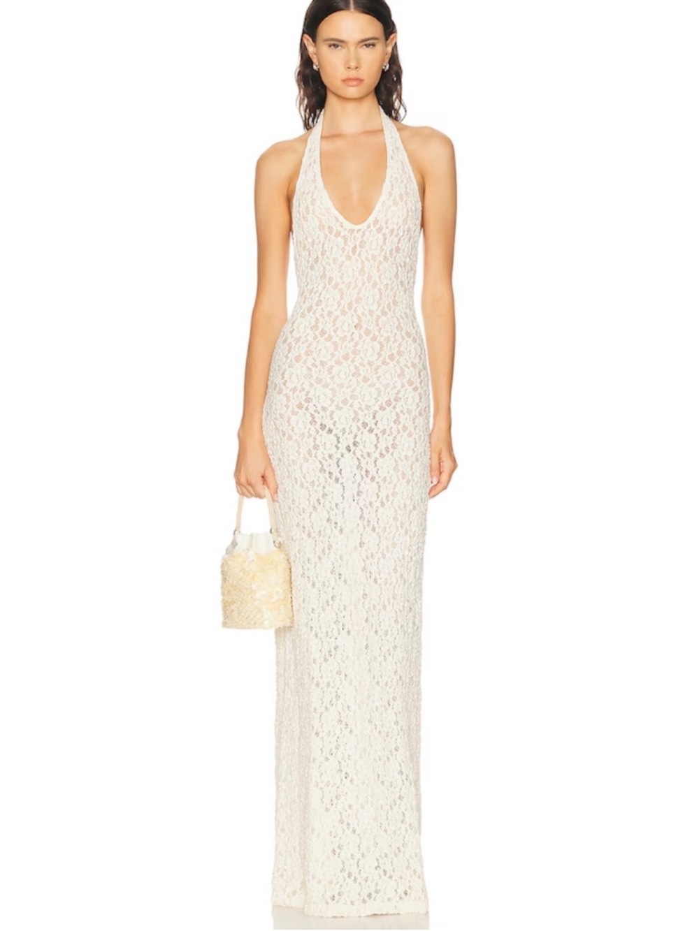 Enza Costa puckered lace halter dress